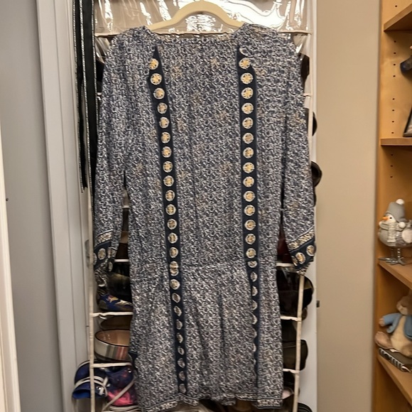 Joie Blue 100% Cotton Drop Waist Boho Mini Dress - Picture 2 of 3